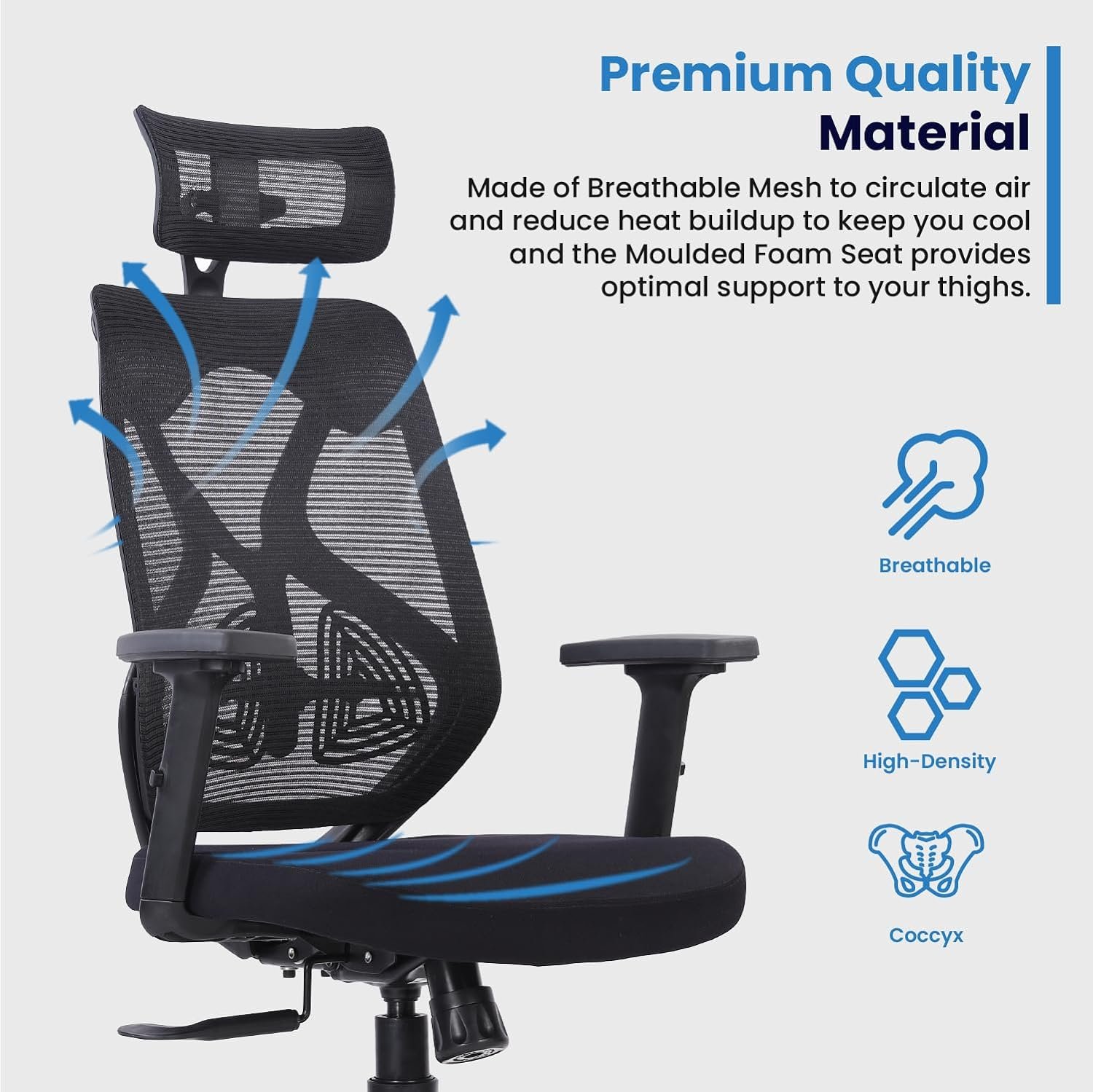 Vergo Transform Ergonomic High Back Mesh Office Chair | Lumbar Support, Adjustable Armrests, Multi Lock Synchro Mechanism, Metal Base | Home Office Desk Chair, 3 Years Warranty (Black) | Online Shop