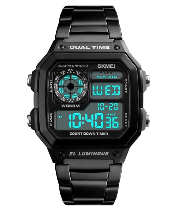 Mens Digital Dual Time Sport Watch with Alarm Stopwatch Luminous 1299